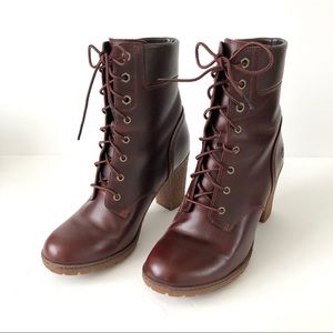 Timberland Burgundy Glancy 6 Inch Lace up Boots